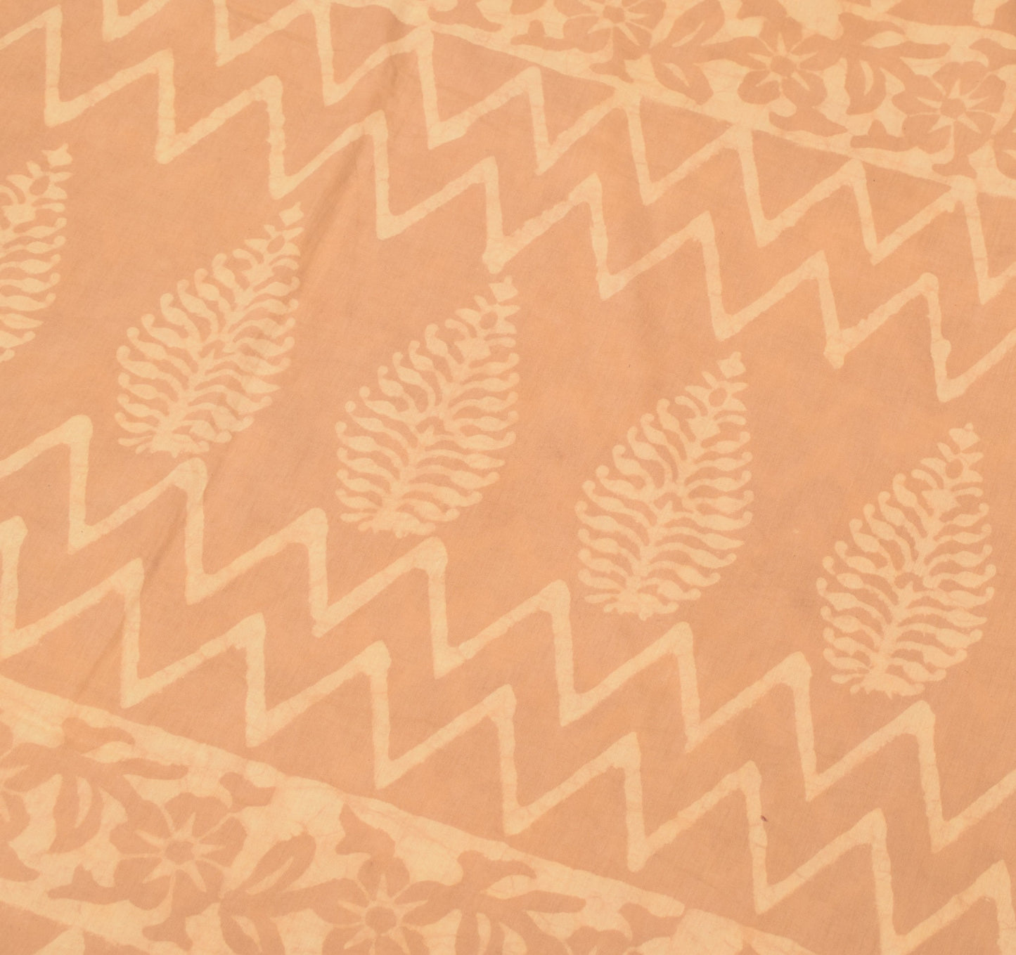 Sushila Vintage Handmade Batik Saree Pure Cotton Brown Printed Soft Craft Fabric