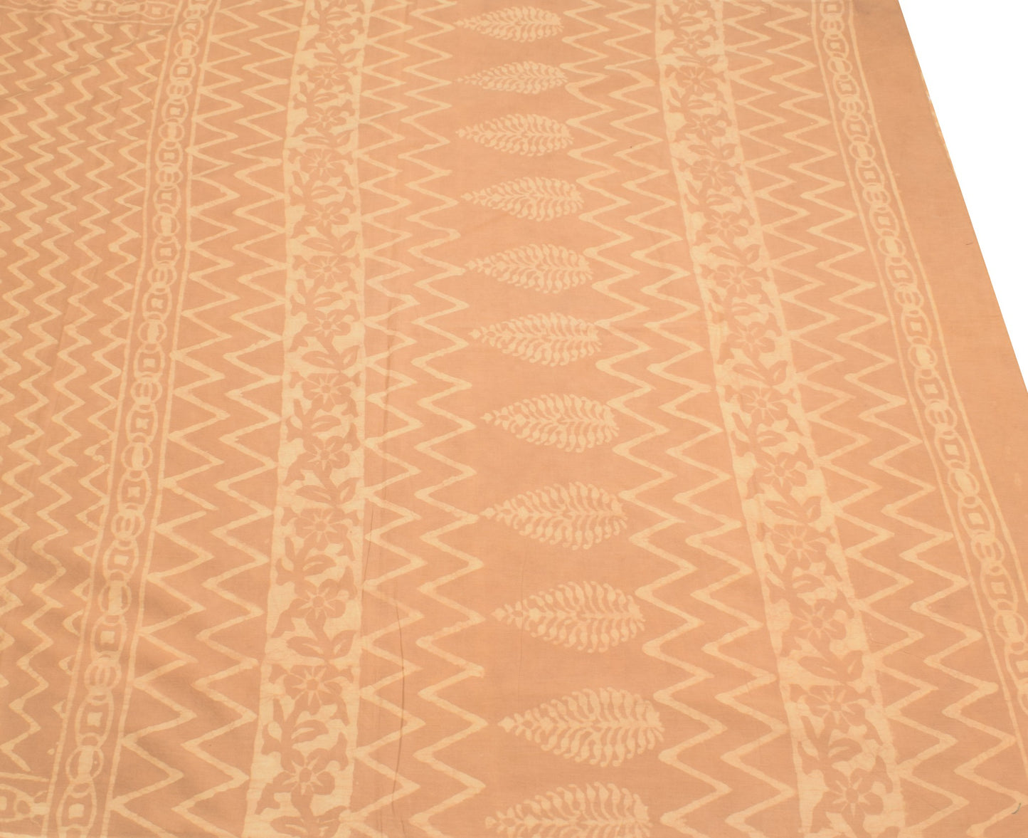 Sushila Vintage Handmade Batik Saree Pure Cotton Brown Printed Soft Craft Fabric