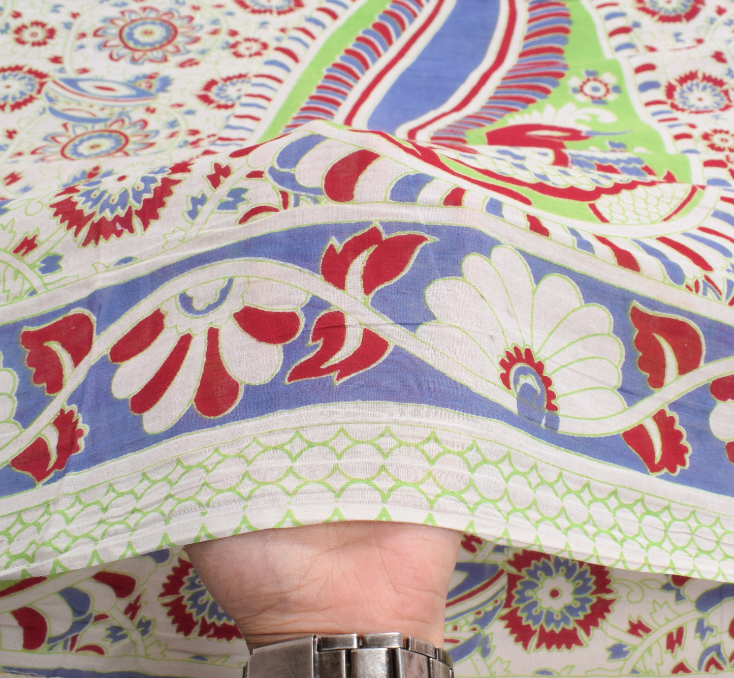 Sushila Vintage White Peacock Saree Pure Cotton Handmade Kalamkari Soft Fabric