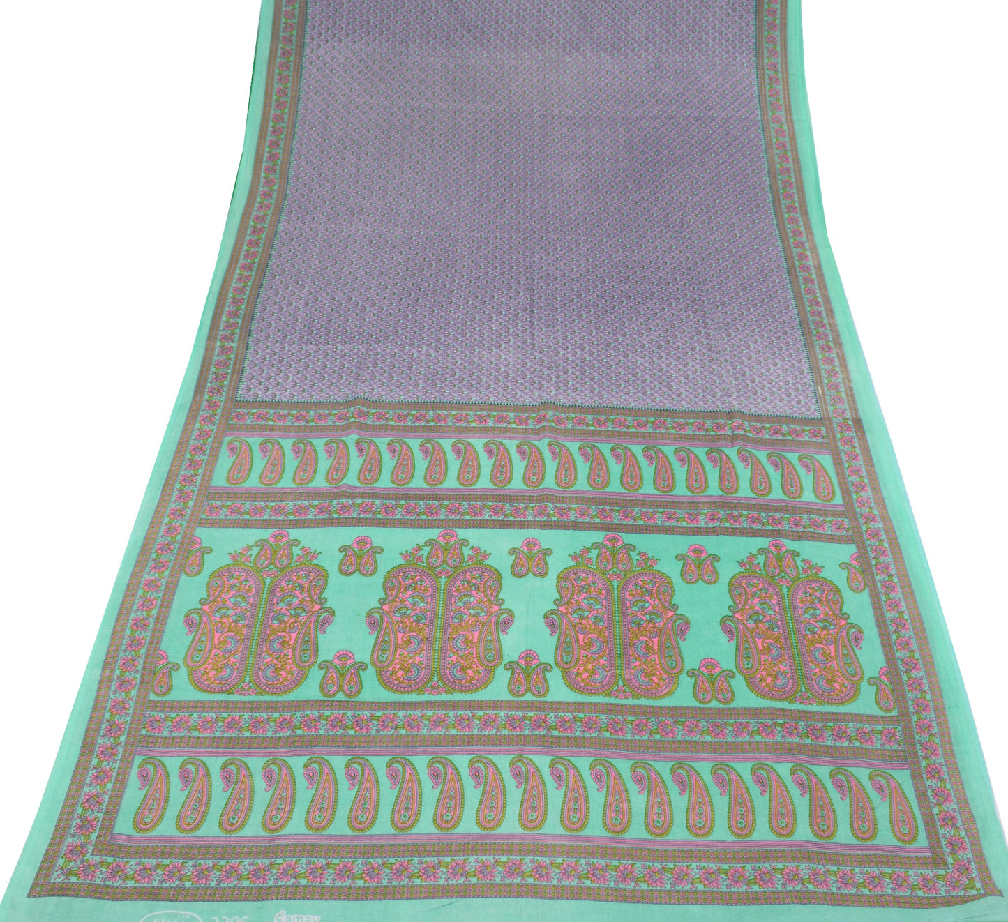 Sushila Vintage Indian Floral Saree 100% Pure Cotton Printed Soft Craft Fabric