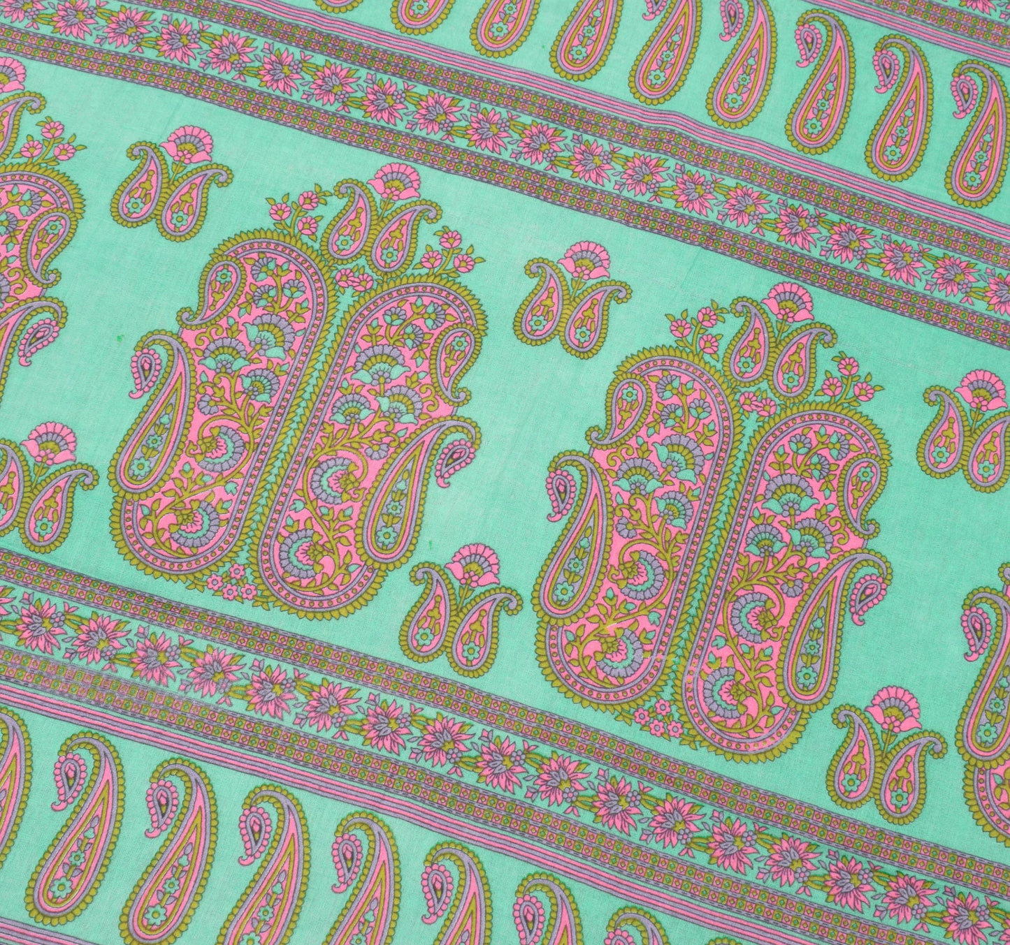 Sushila Vintage Indian Floral Saree 100% Pure Cotton Printed Soft Craft Fabric