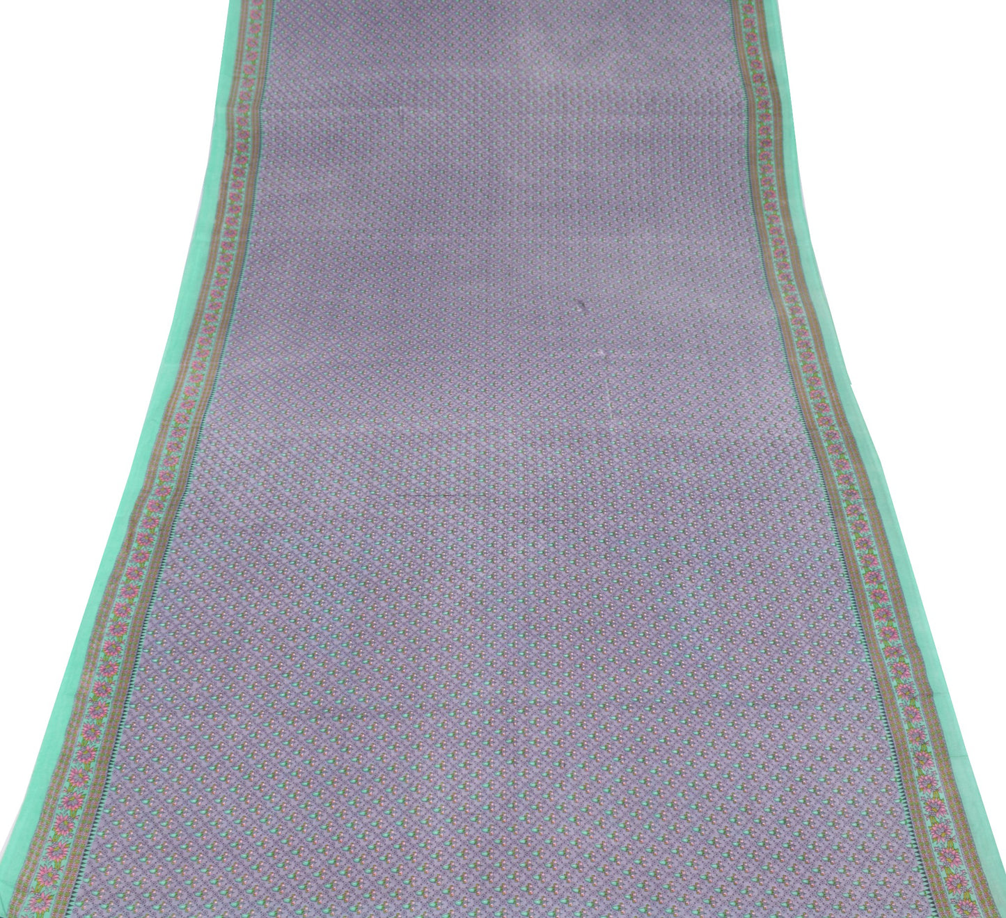 Sushila Vintage Indian Floral Saree 100% Pure Cotton Printed Soft Craft Fabric
