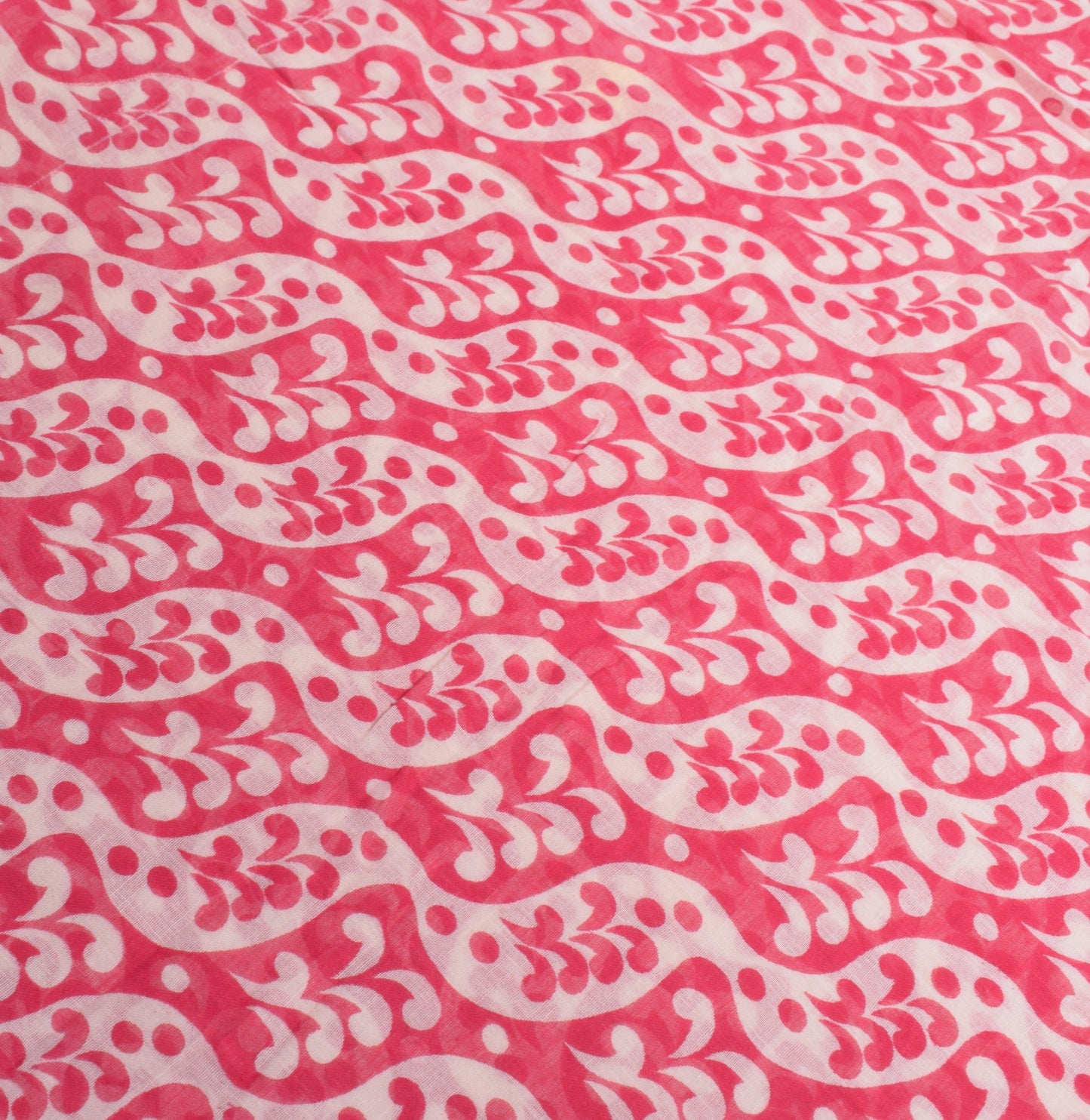 Sushila Vintage Pinkish Red Saree PureCotton Handmade Kalamkari Sari Soft Fabric