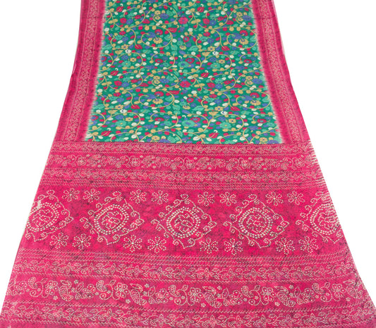 Sushila Vintage Green Kalamkari Saree Pure Cotton Handprinted Soft Floral Fabric