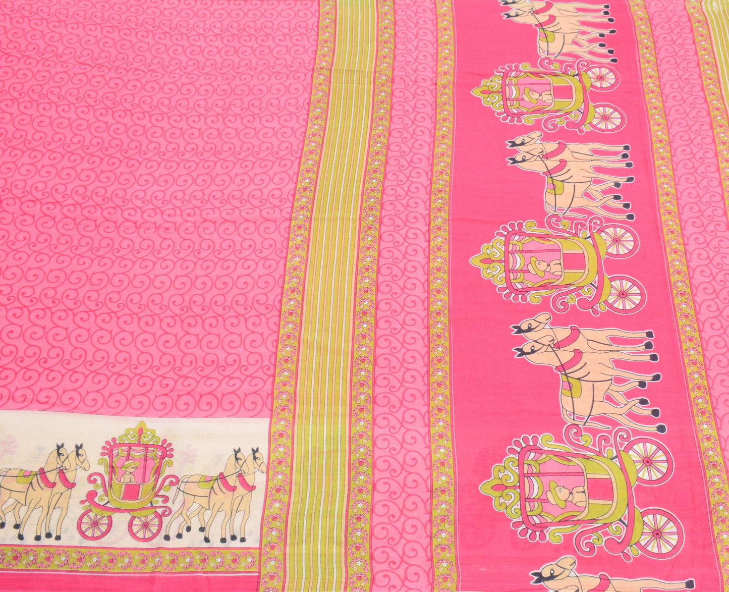 Sushila Vintage Pink Saree Pure Cotton Printed Daily Wear 5Yds Soft Craft Fabric