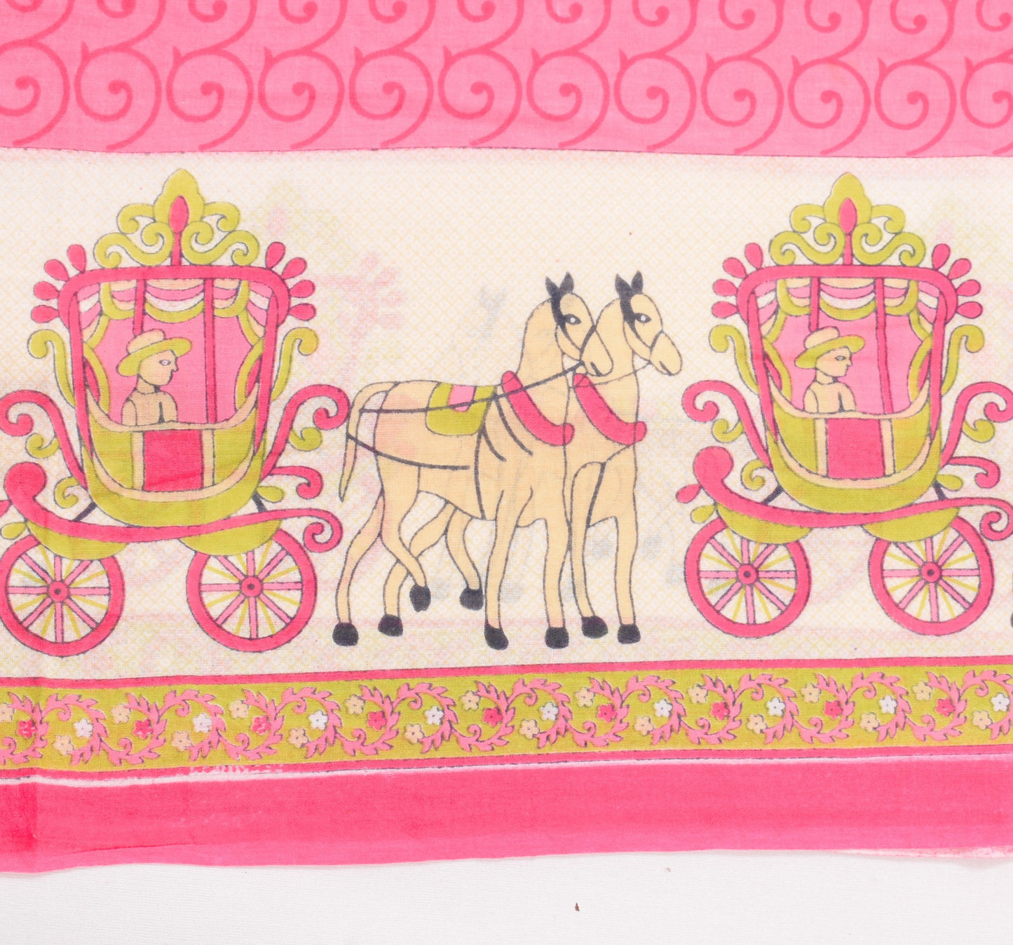 Sushila Vintage Pink Saree Pure Cotton Printed Daily Wear 5Yds Soft Craft Fabric
