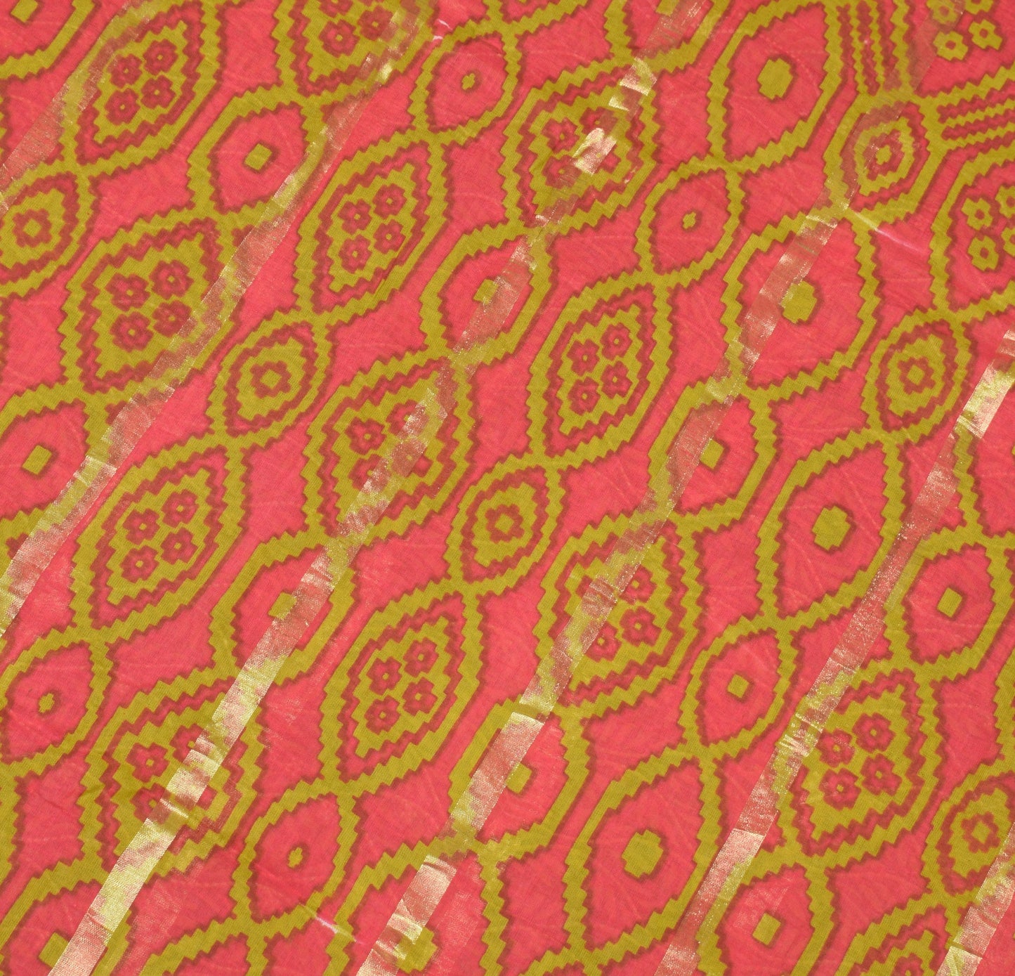 Sushila Vintage Floral Green Saree 100% Pure Cotton Printed Indian Craft Fabric