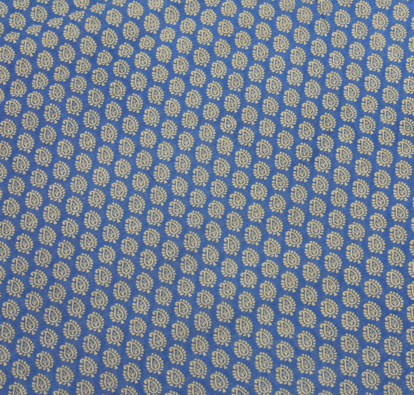 Sushila Vintage Paisley Blue Saree 100% Pure Cotton Printed Soft Craft Fabric