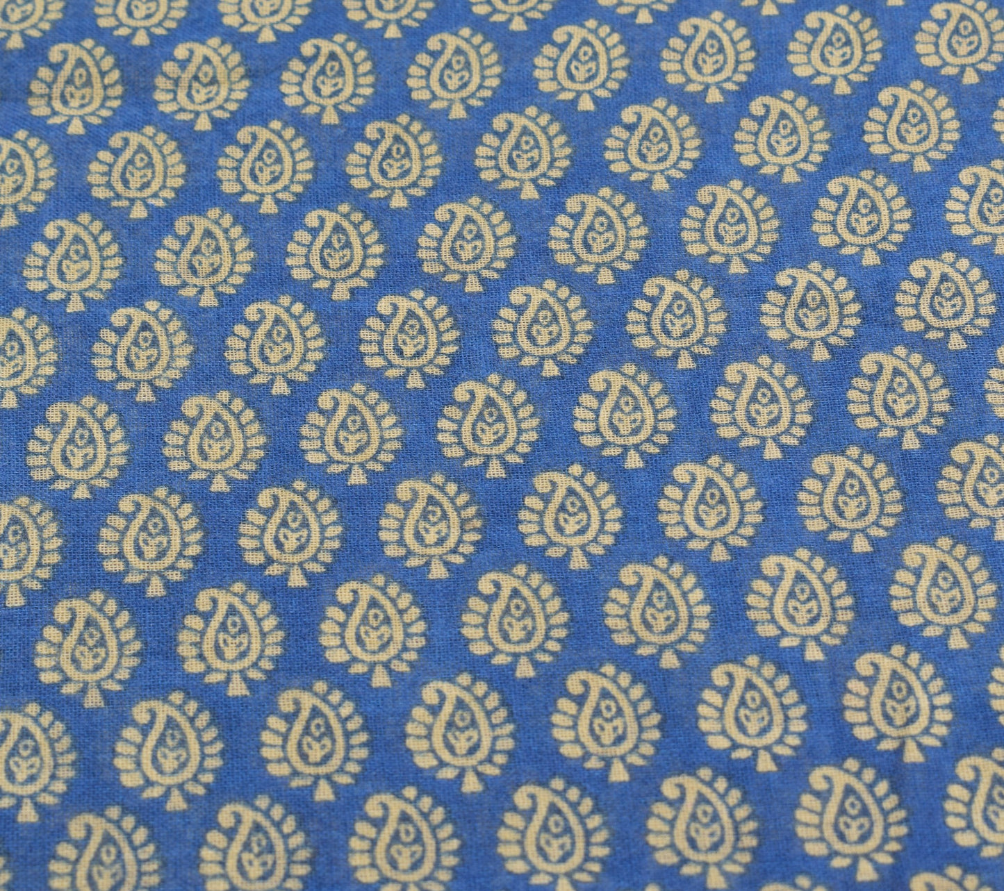 Sushila Vintage Paisley Blue Saree 100% Pure Cotton Printed Soft Craft Fabric