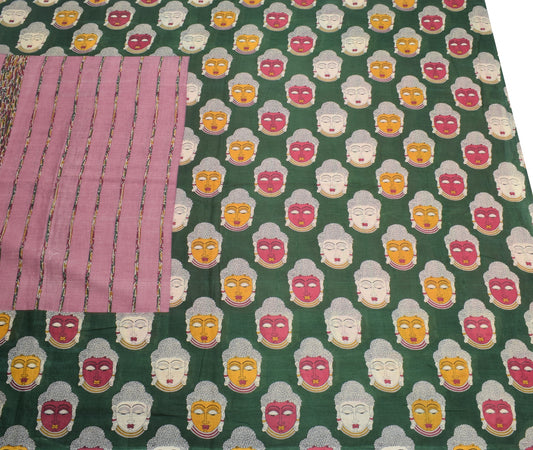 Sushila Vintage Pink Saree 100% Pure Cotton Kalamkari Printed Soft Craft Fabric