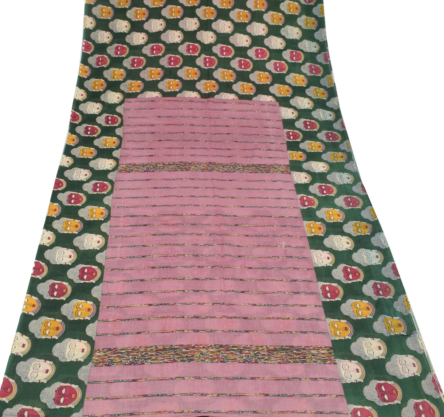 Sushila Vintage Pink Saree 100% Pure Cotton Kalamkari Printed Soft Craft Fabric