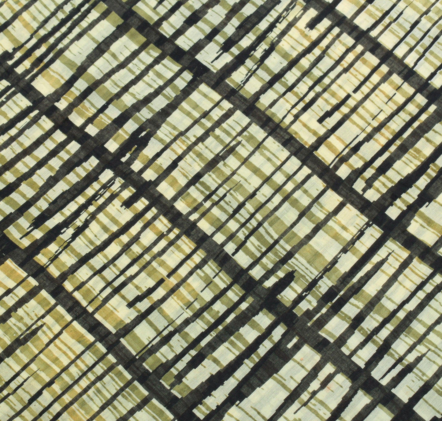 Sushila Vintage Green Black Saree Pure Cotton Printed Indian Soft Craft Fabric