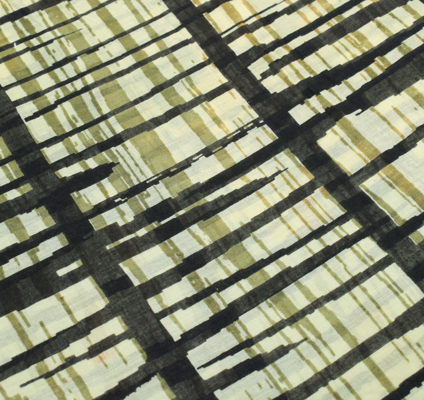 Sushila Vintage Green Black Saree Pure Cotton Printed Indian Soft Craft Fabric