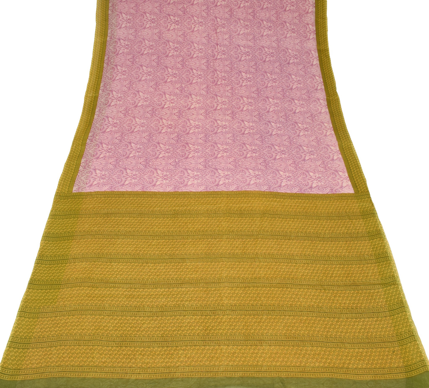 Sushila Vintage Mauve Paisley Saree 100% Pure Cotton Printed Soft Craft Fabric