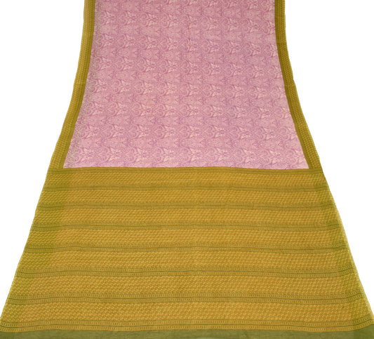 Sushila Vintage Mauve Paisley Saree 100% Pure Cotton Printed Soft Craft Fabric