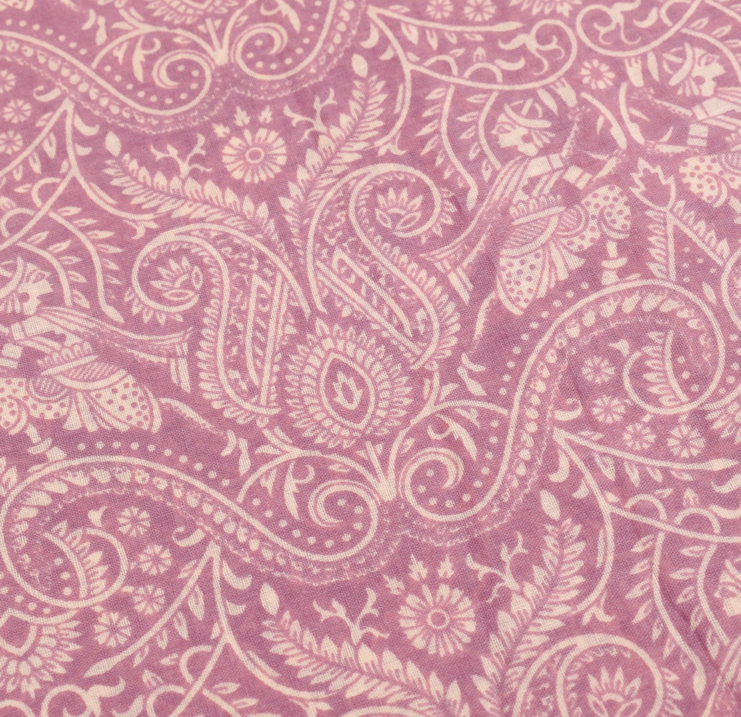 Sushila Vintage Mauve Paisley Saree 100% Pure Cotton Printed Soft Craft Fabric