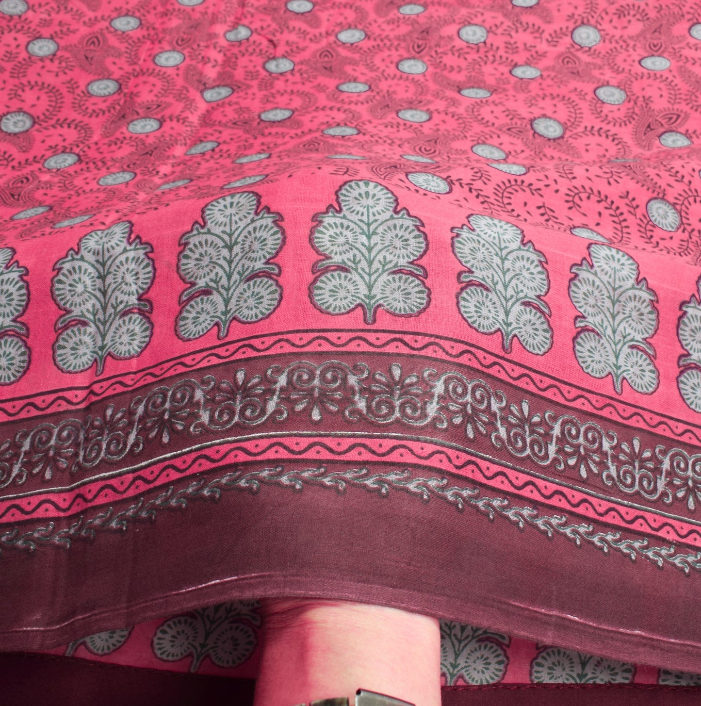 Sushila Vintage Floral Magenta Saree 100% Pure Cotton Printed Soft Craft Fabric