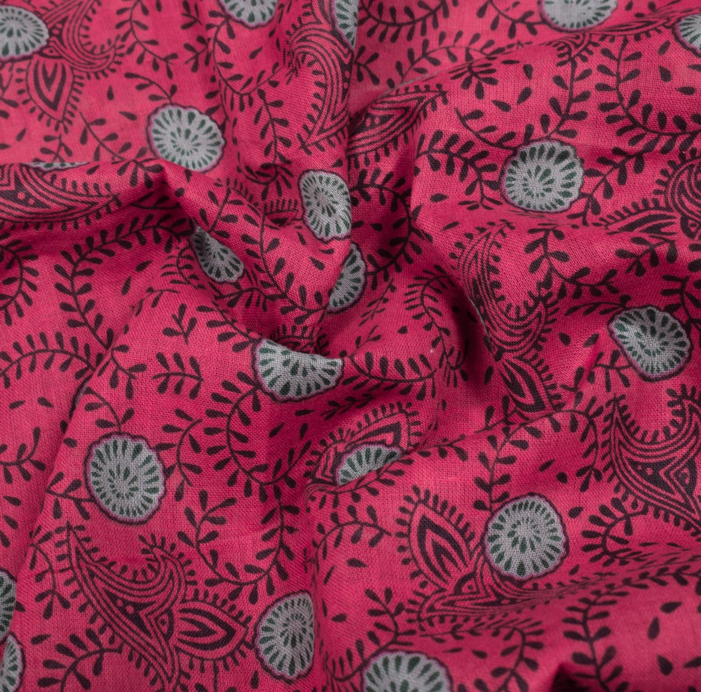 Sushila Vintage Floral Magenta Saree 100% Pure Cotton Printed Soft Craft Fabric
