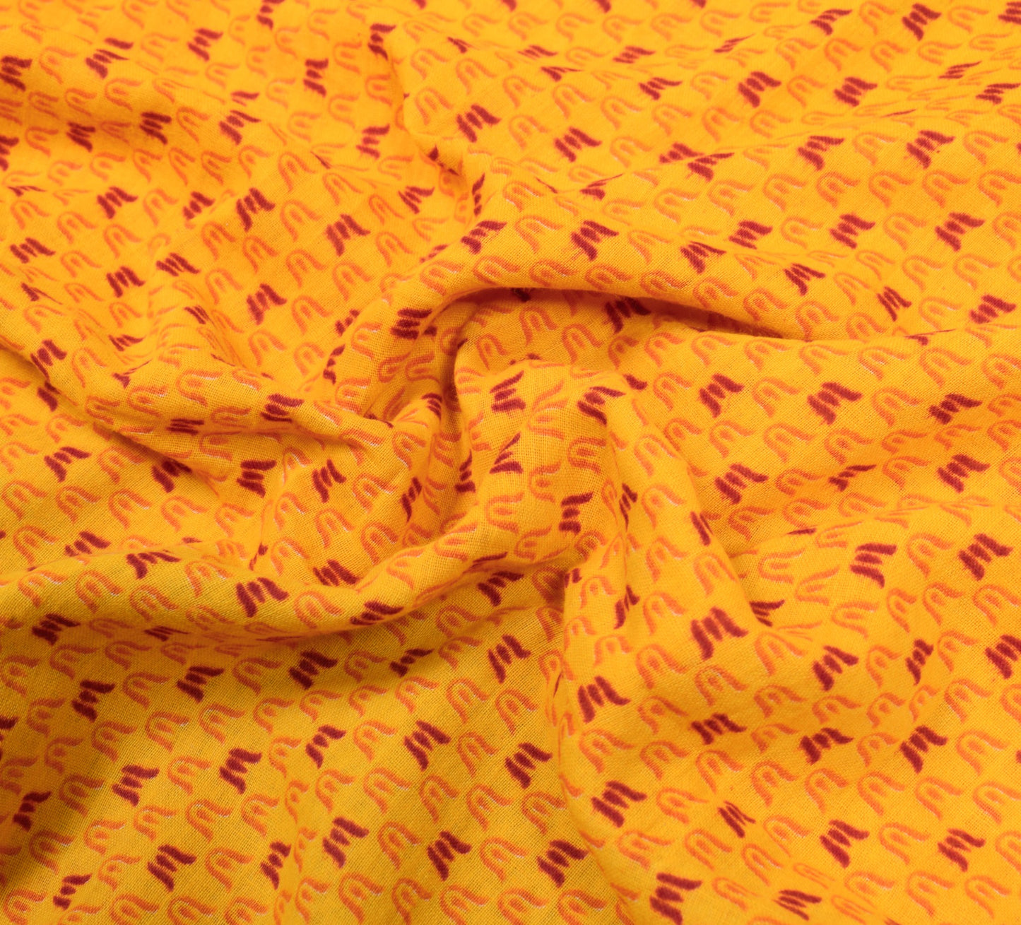 Sushila Vintage Yellow Saree 100% Pure Cotton Printed Indian Soft Craft Fabric