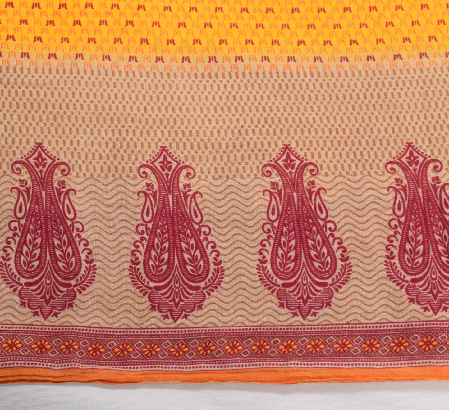 Sushila Vintage Yellow Saree 100% Pure Cotton Printed Indian Soft Craft Fabric
