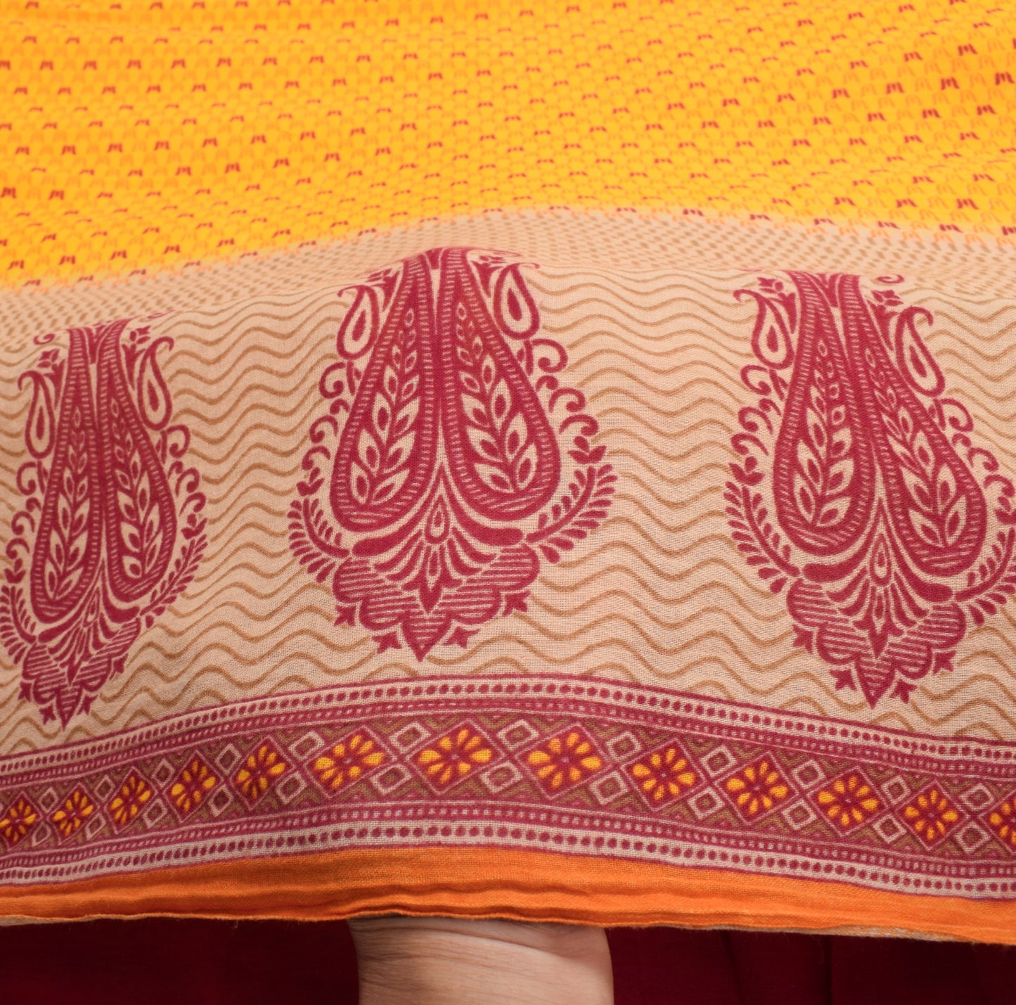 Sushila Vintage Yellow Saree 100% Pure Cotton Printed Indian Soft Craft Fabric