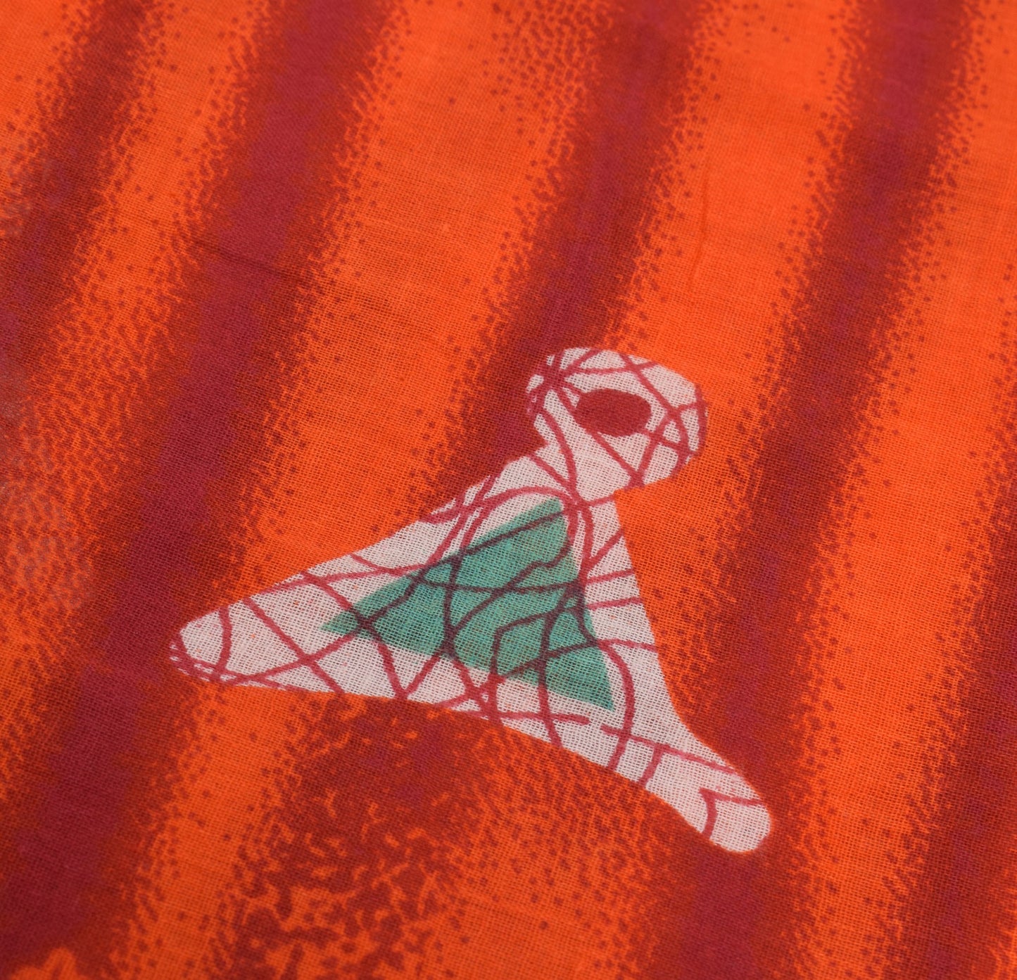 Sushila Vintage Dark Orange Saree 100% Pure Cotton Printed 5YD Soft Craft Fabric