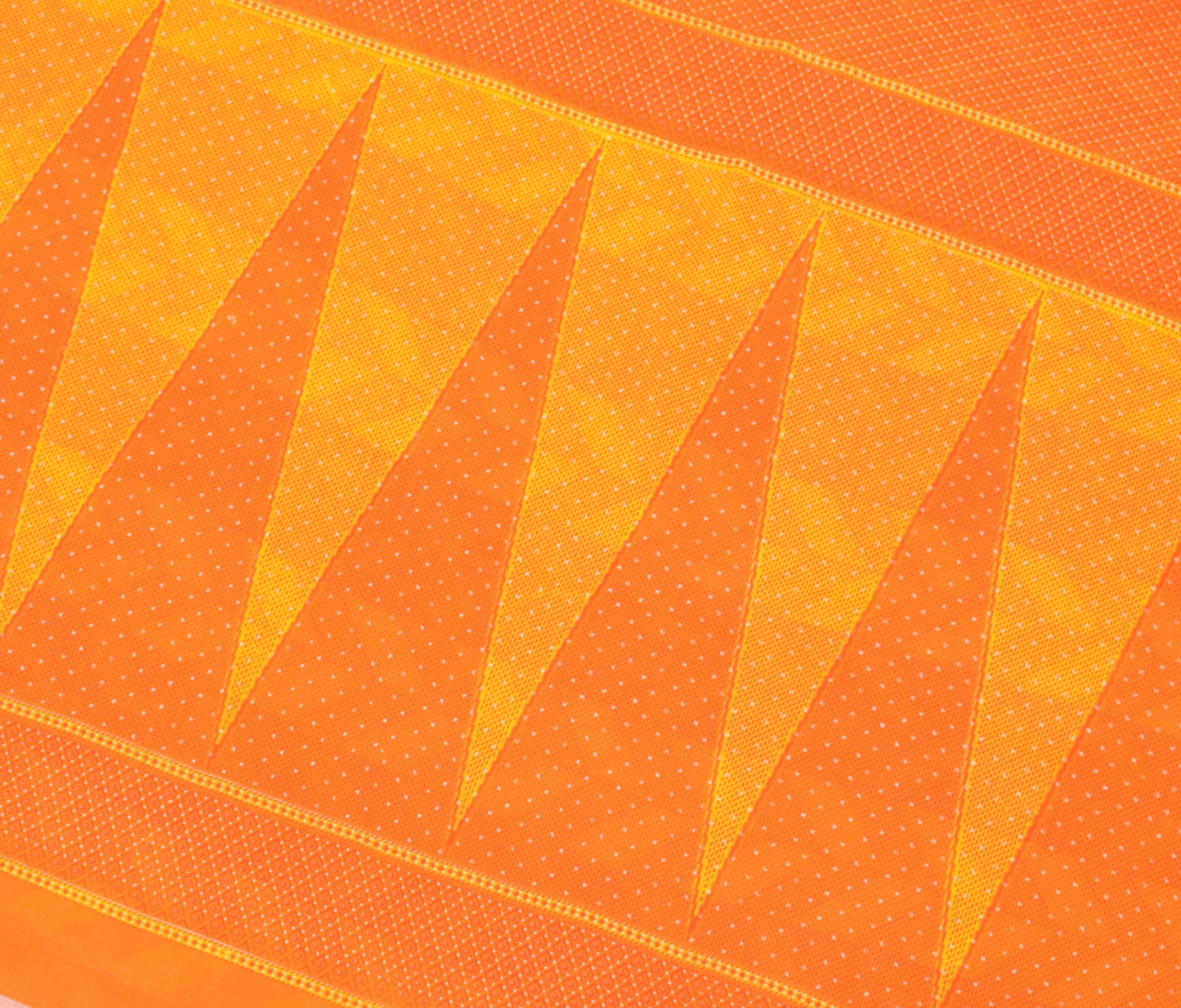 Sushila Vintage Yellow Orange Saree PureCotton Geometric Print Soft Craft Fabric