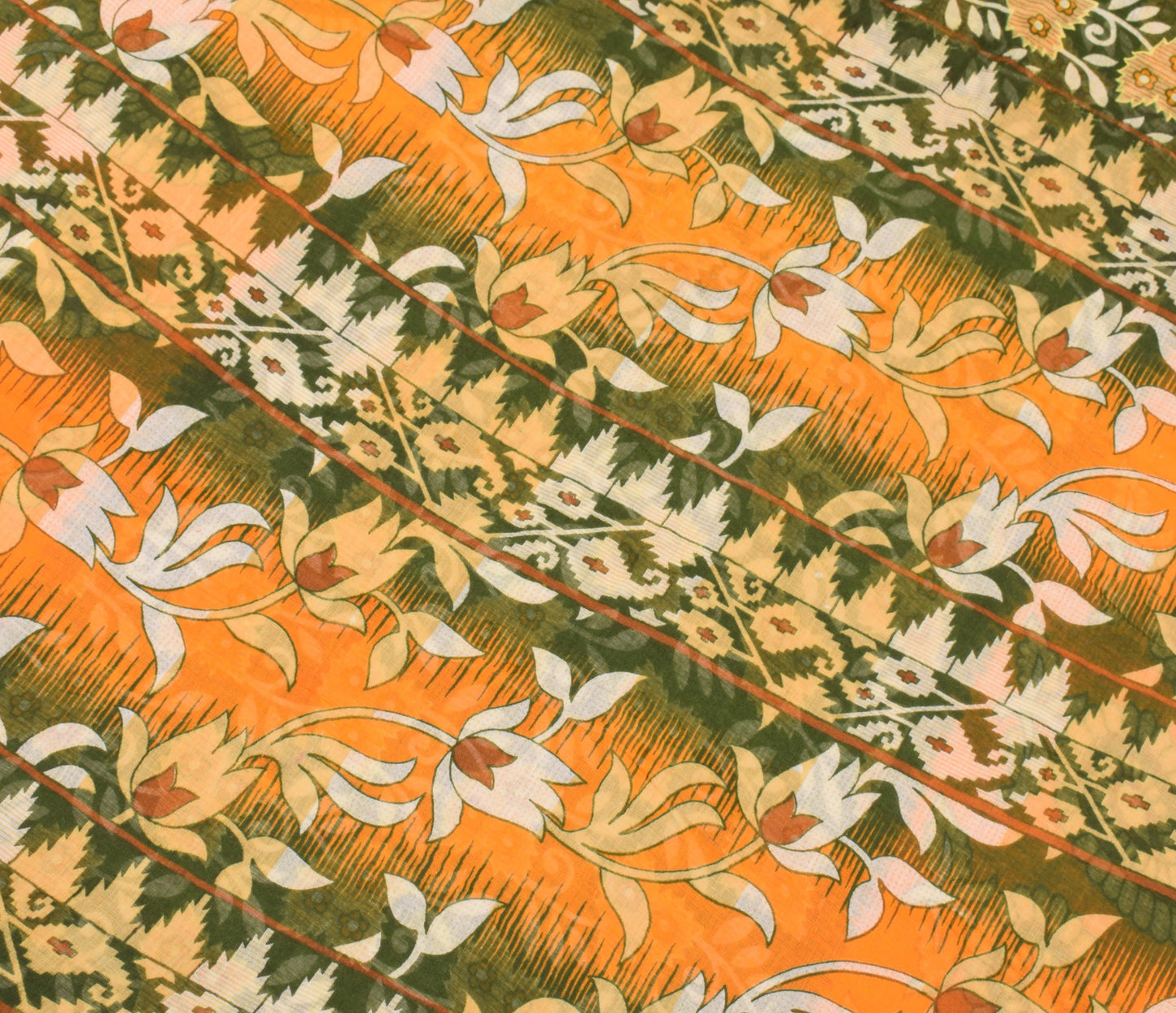 Sushila Vintage Dark Green Saree Floral Pure Cotton Printed Soft Craft Fabric