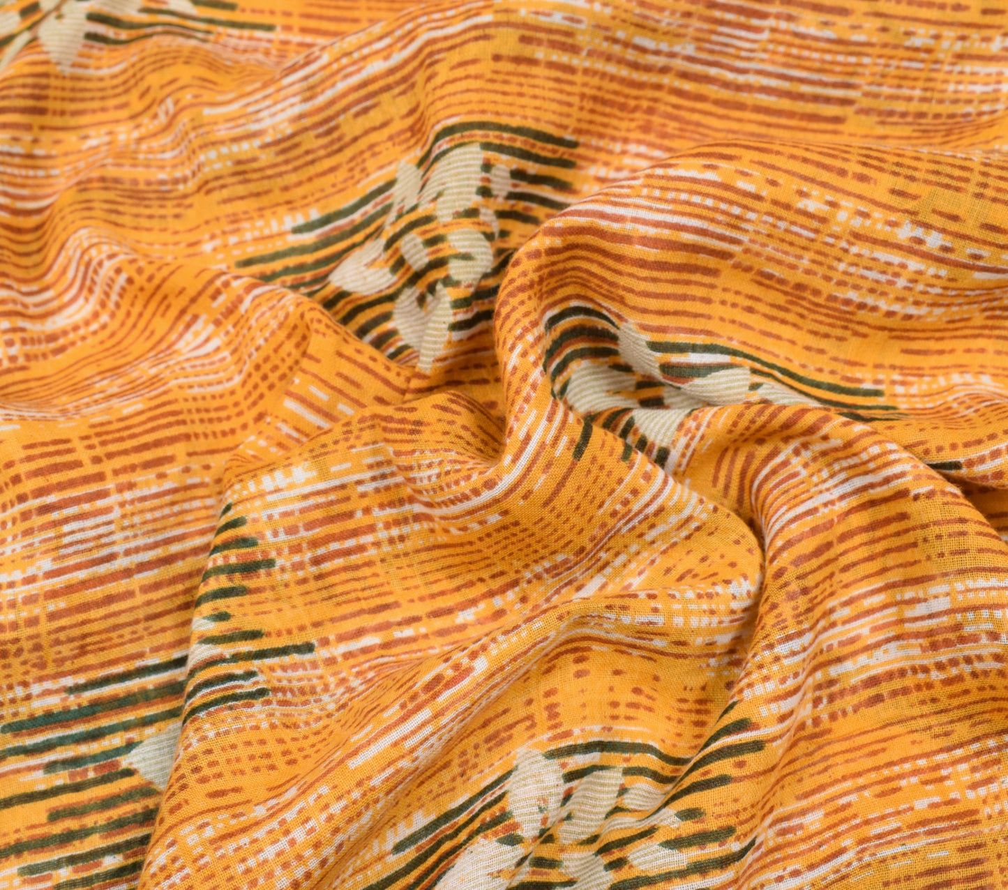 Sushila Vintage Floral Saree 100% Pure Cotton Orange Printed Soft Craft Fabric