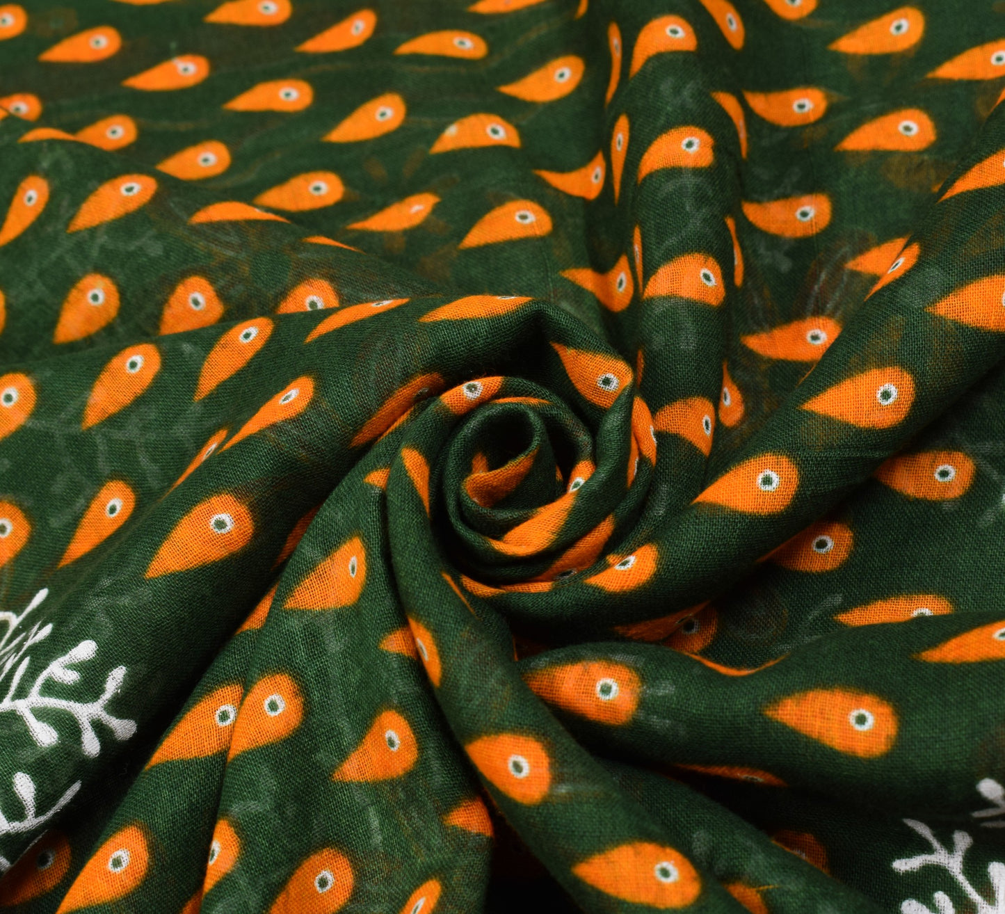 Sushila Vintage Dark Green Saree Pure Cotton Printed Floral Soft Craft Fabric