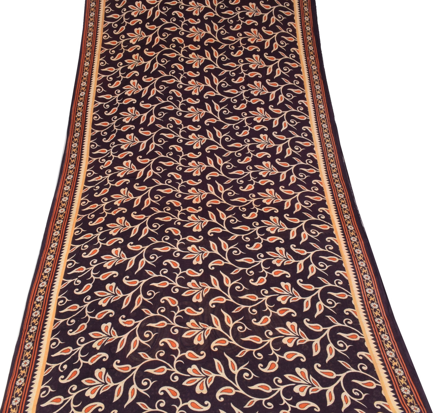 Sushila Vintage Dark Purple Saree 100% Pure Cotton Printed Soft Craft Fabric