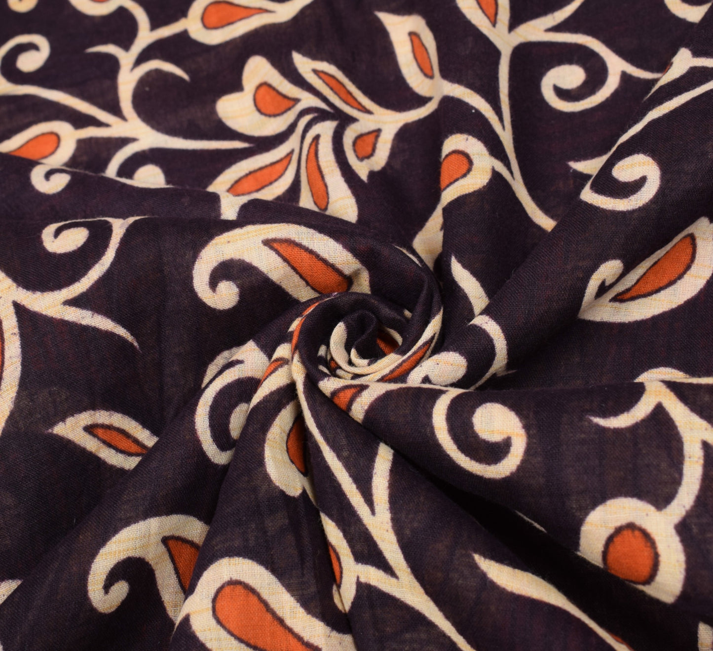 Sushila Vintage Dark Purple Saree 100% Pure Cotton Printed Soft Craft Fabric