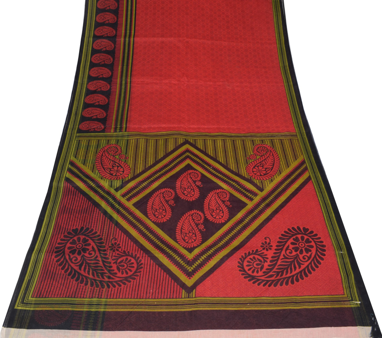 Sushila Vintage Floral Maroon Saree 100% Pure Cotton Printed Indian Craft Fabric