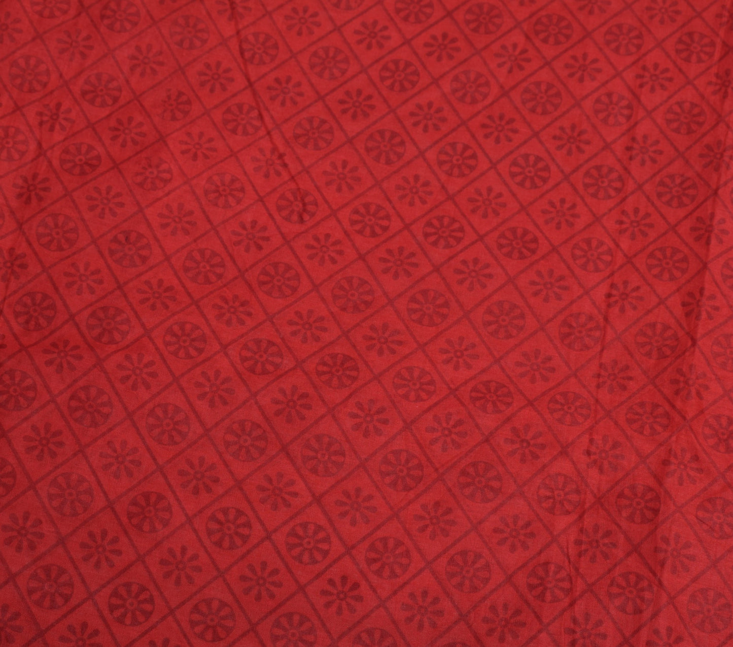 Sushila Vintage Floral Maroon Saree 100% Pure Cotton Printed Indian Craft Fabric