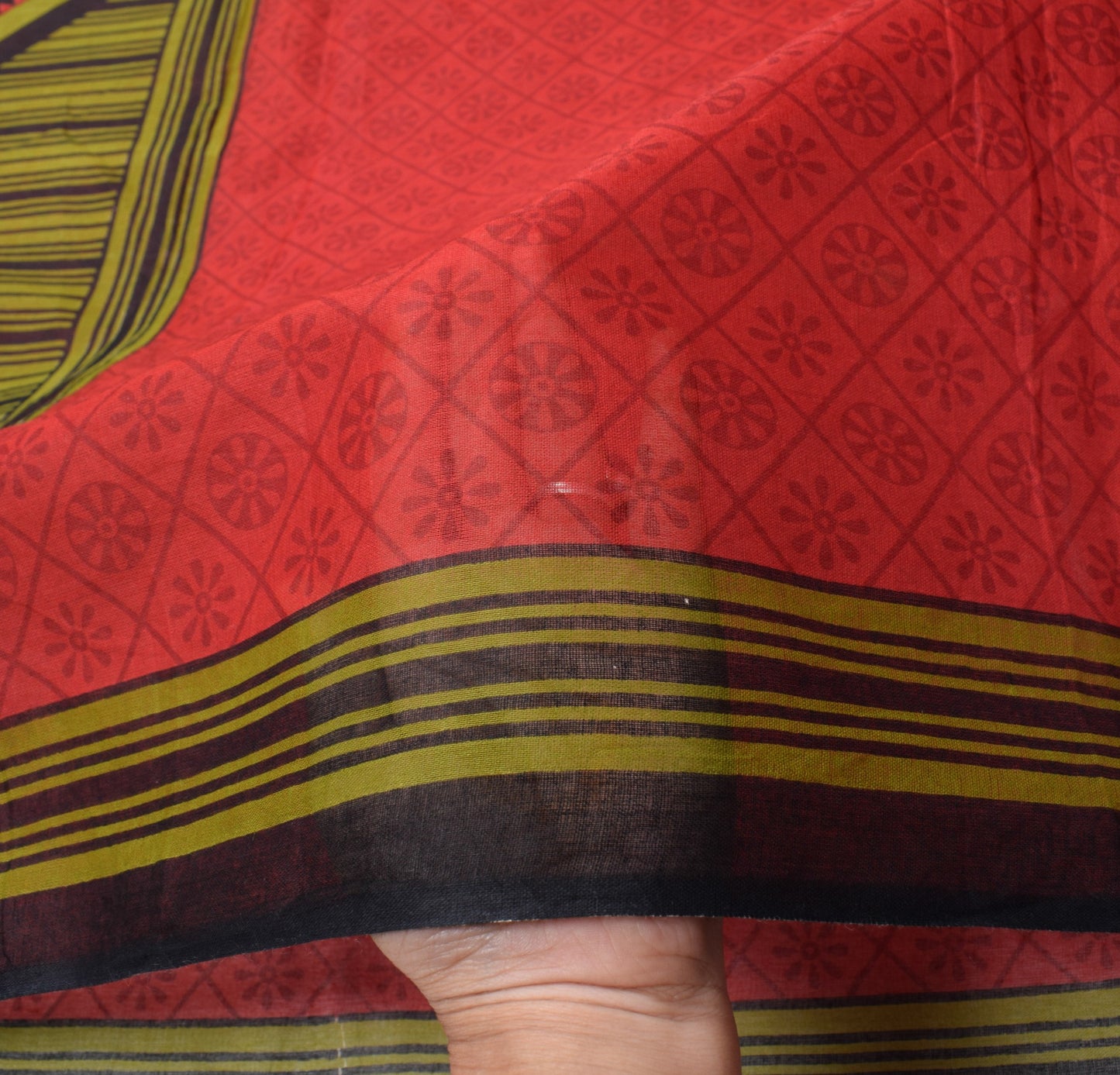 Sushila Vintage Floral Maroon Saree 100% Pure Cotton Printed Indian Craft Fabric