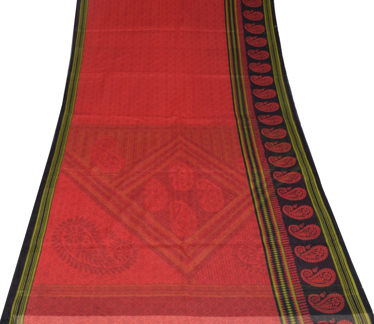 Sushila Vintage Floral Maroon Saree 100% Pure Cotton Printed Indian Craft Fabric