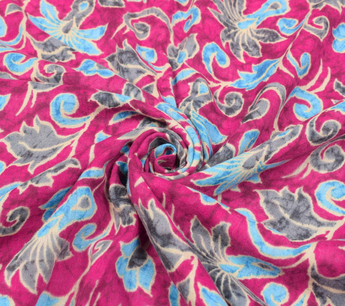Sushila Vintage Magenta Saree 100% Pure Cotton Printed Floral Soft Craft Fabric
