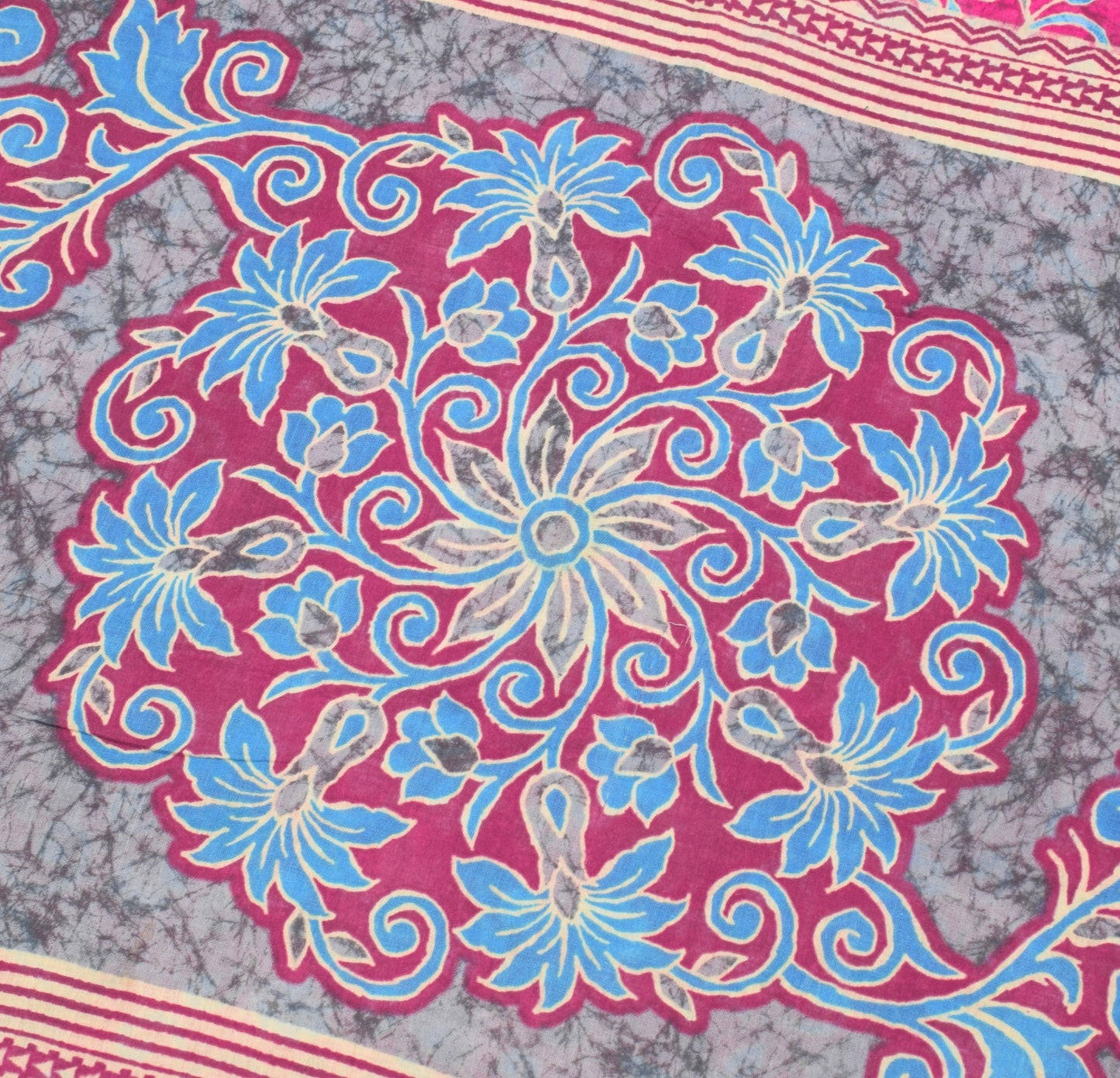 Sushila Vintage Magenta Saree 100% Pure Cotton Printed Floral Soft Craft Fabric