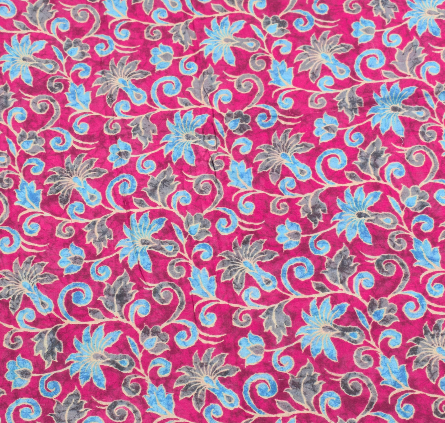 Sushila Vintage Magenta Saree 100% Pure Cotton Printed Floral Soft Craft Fabric
