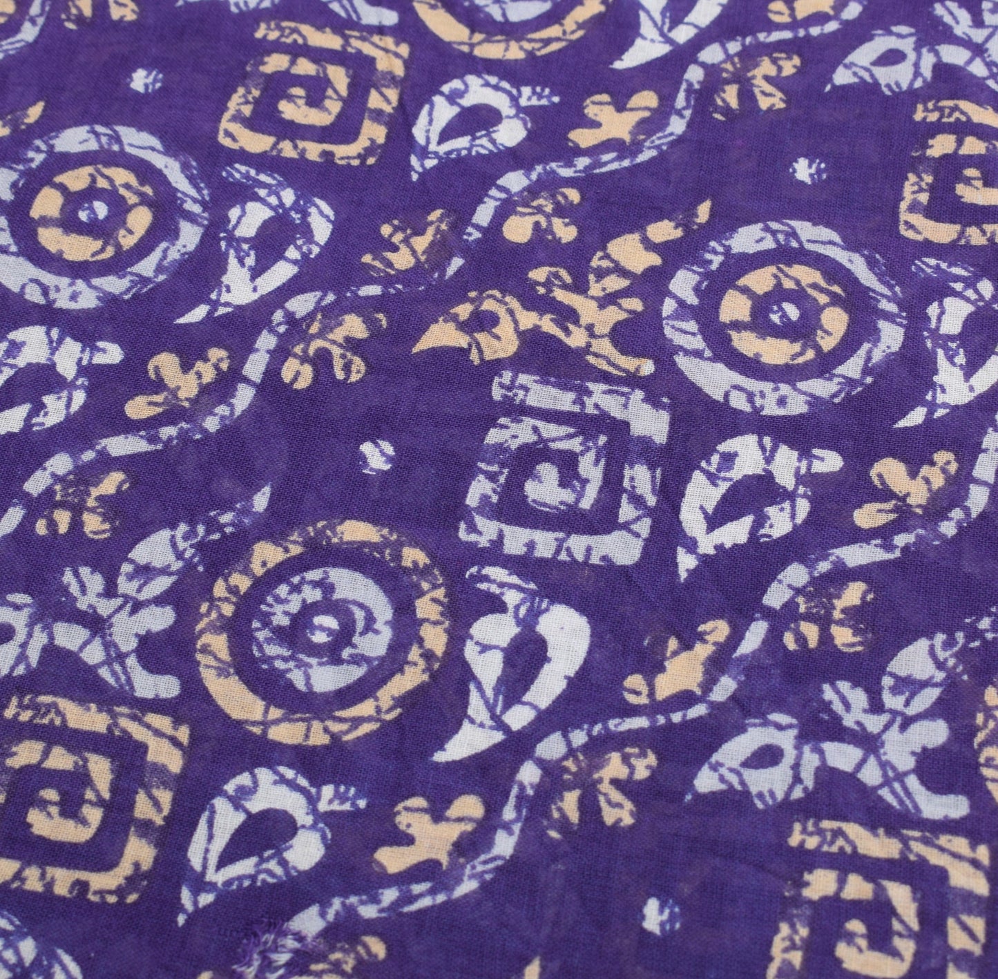 Sushila Vintage Blue Batik Printed Saree Pure Cotton Soft Geometric Craft Fabric