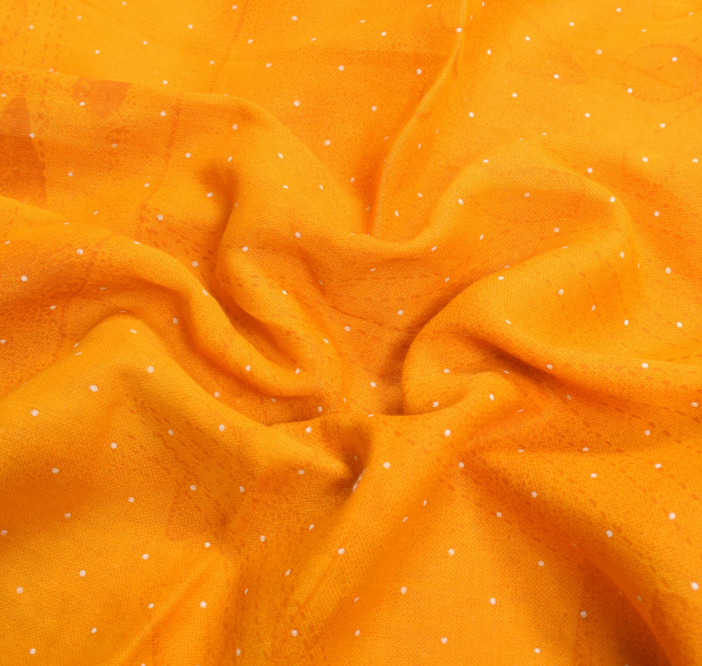 Sushila Vintage Saree 100% Pure Cotton Floral Printed Yellow Soft Craft Fabric