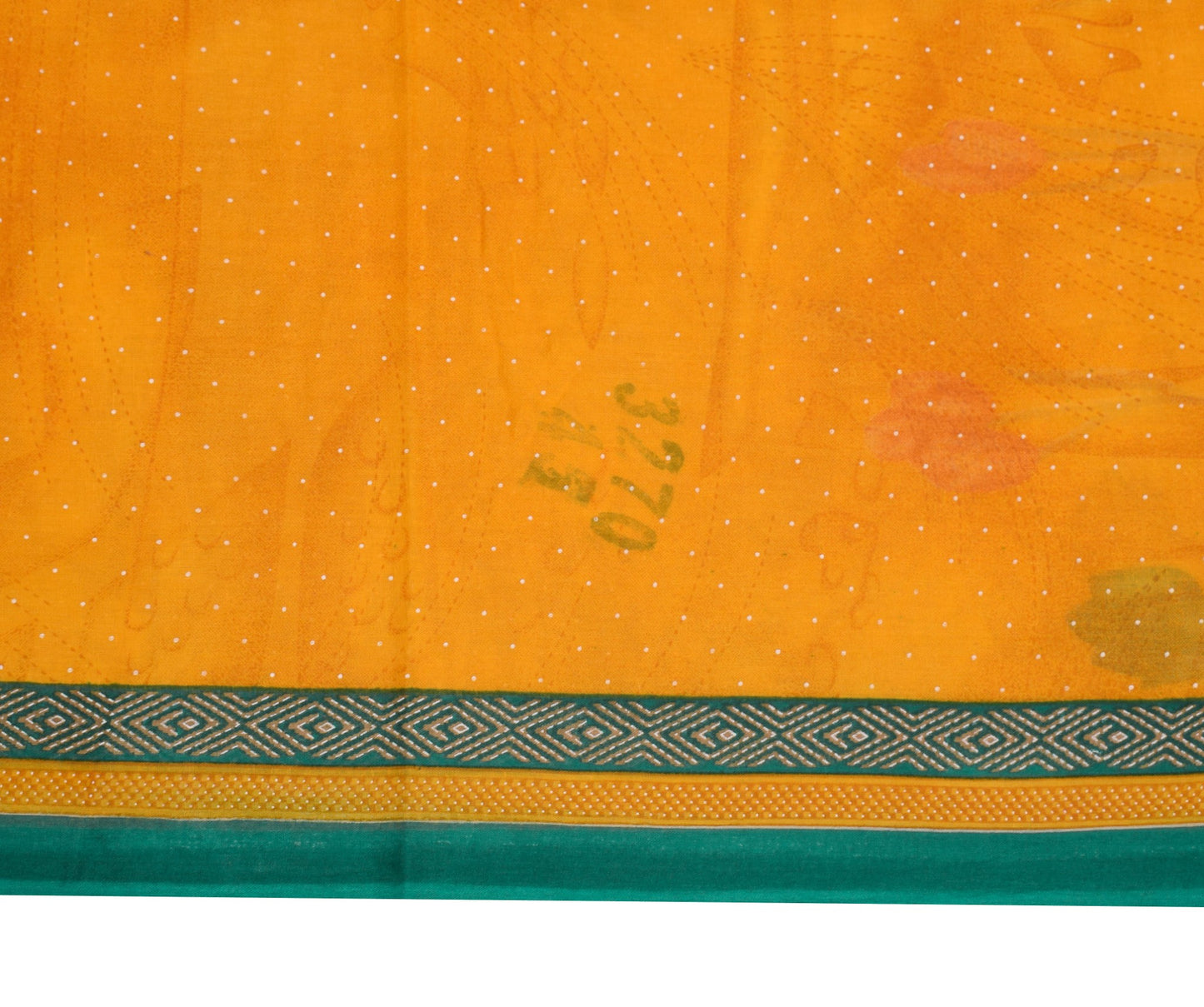 Sushila Vintage Saree 100% Pure Cotton Floral Printed Yellow Soft Craft Fabric