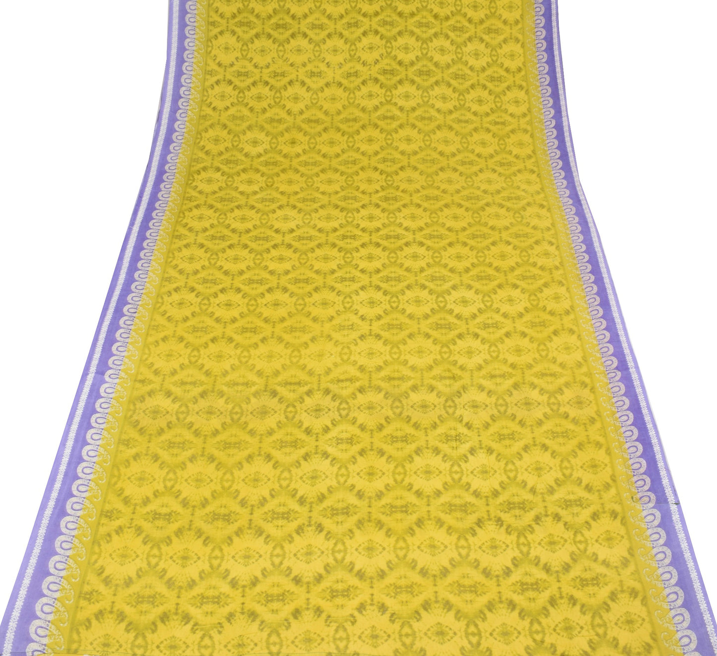 Sushila Vintage Saree 100% Pure Cotton Green Abstract Printed Soft Craft Fabric
