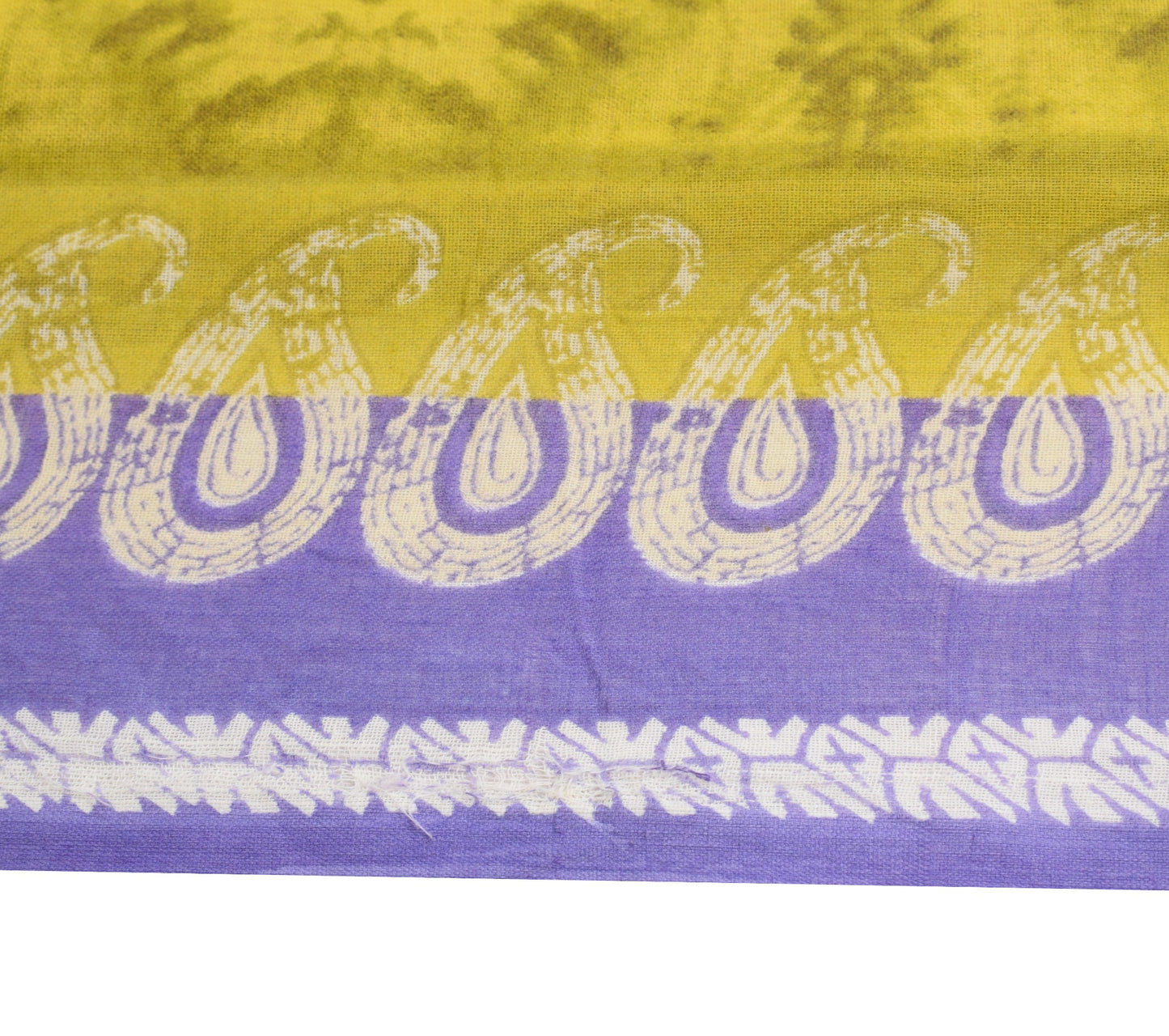 Sushila Vintage Saree 100% Pure Cotton Green Abstract Printed Soft Craft Fabric
