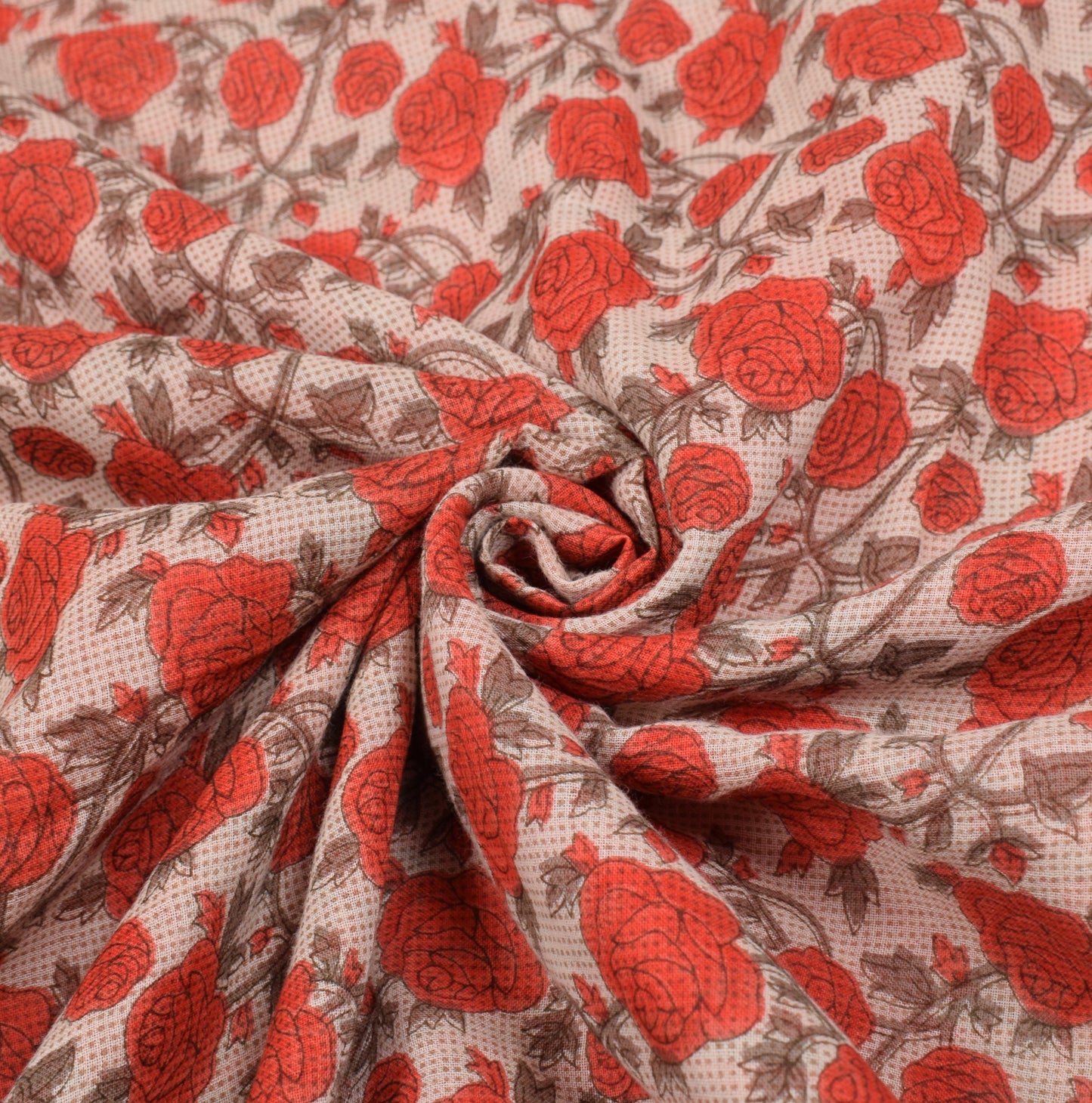 Sushila Vintage Floral Print Saree with Woven Border Pure Cotton Craft Fabric