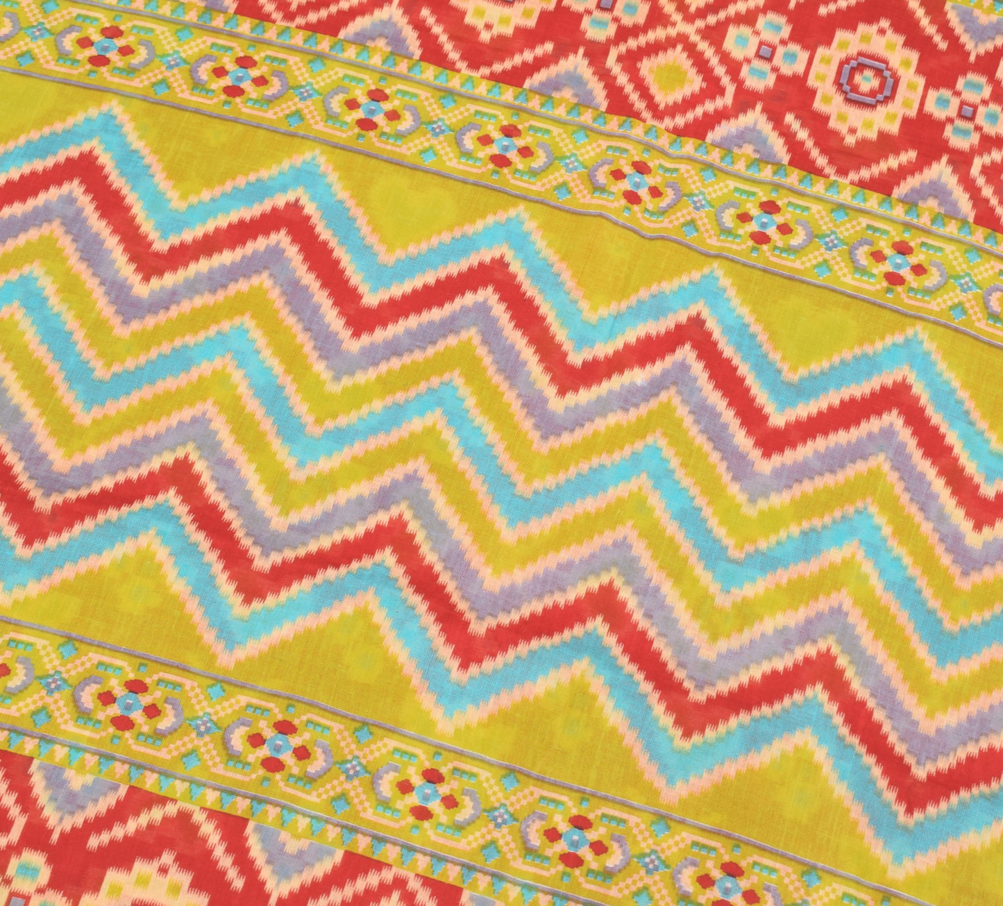 Sushila Vintage Red Saree 100% Pure Cotton Ikat Printed Daily Wear Soft Fabric
