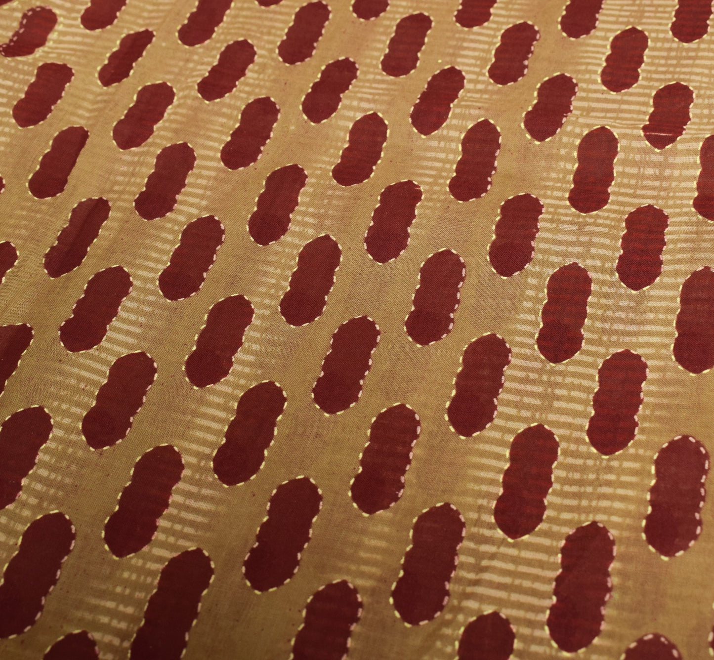 Sushila Vintage Brown Maroon Saree Pure Cotton Printed Indian Sari Craft Fabric