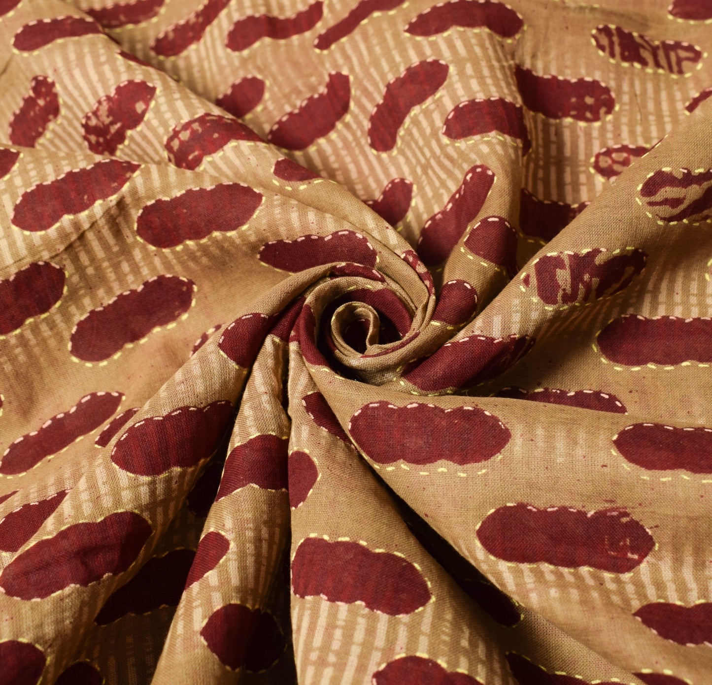 Sushila Vintage Brown Maroon Saree Pure Cotton Printed Indian Sari Craft Fabric