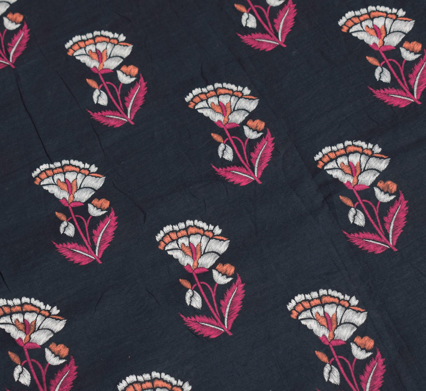 Sushila Vintage Classy Black Saree Pure Cotton Hand Block Printed Craft Fabric