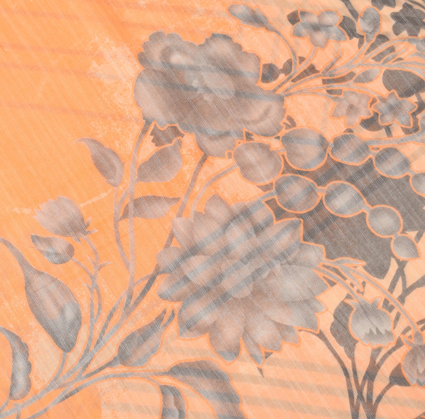 Sushila Vintage Orange Saree 100% Pure Cotton Printed Soft Craft Floral Fabric